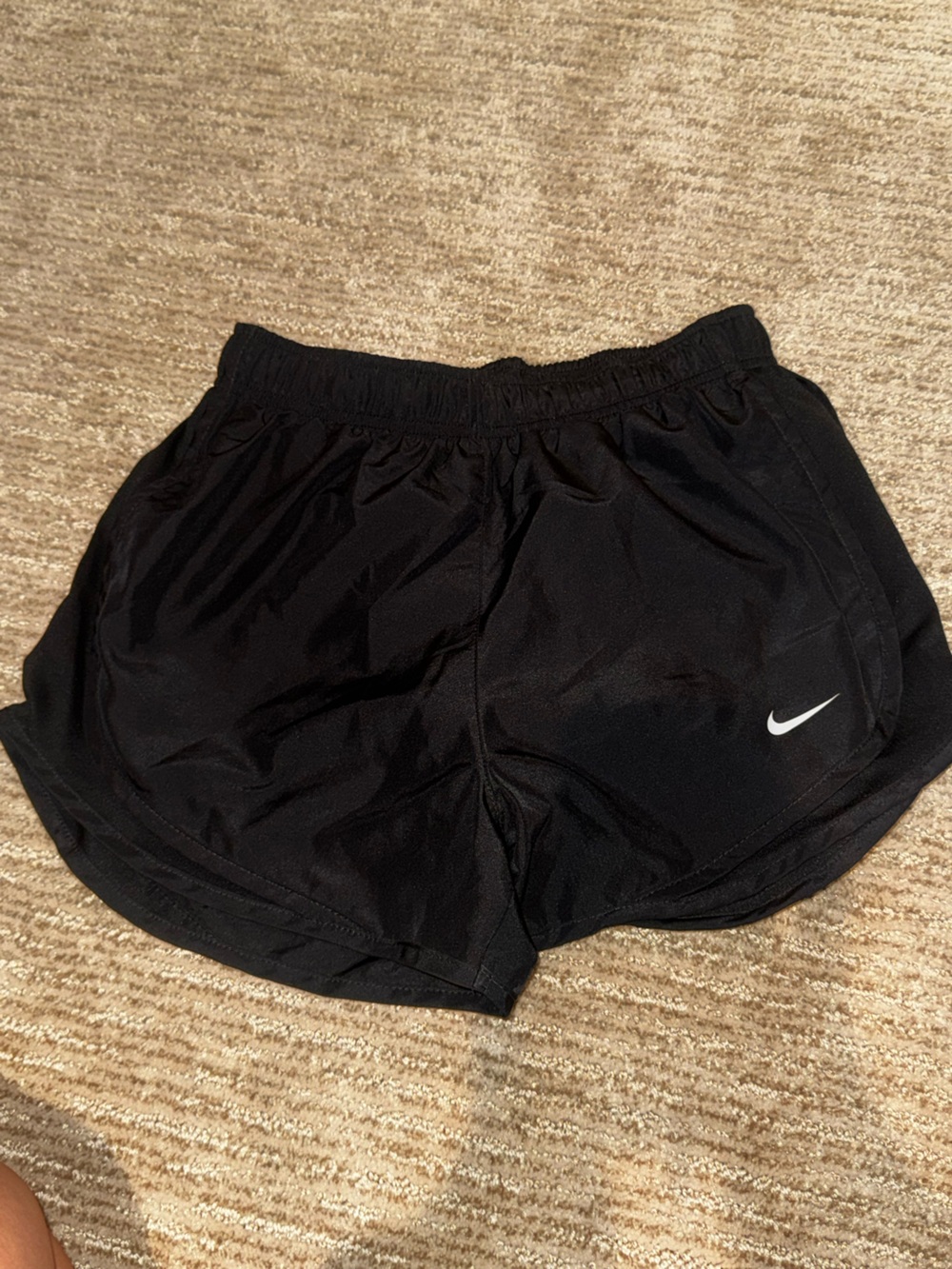 Nike Black Athletic Running Shorts with White Swoosh